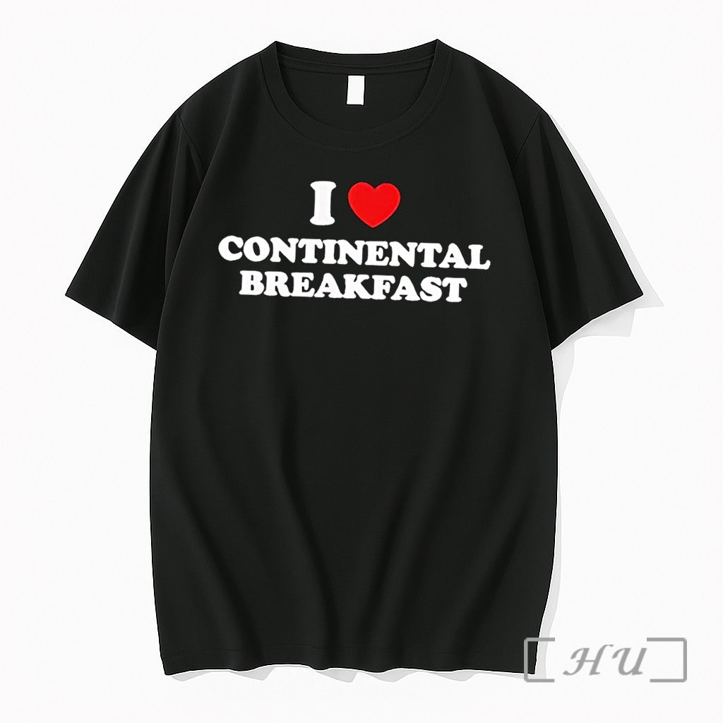 Officials I Heart Love Continental Breakfast Black Black Unisex T-shirt, Sweatshirt, Hoodie, Long Sleeve Tee - T-Shirt, Sweatshirt, Hoodie