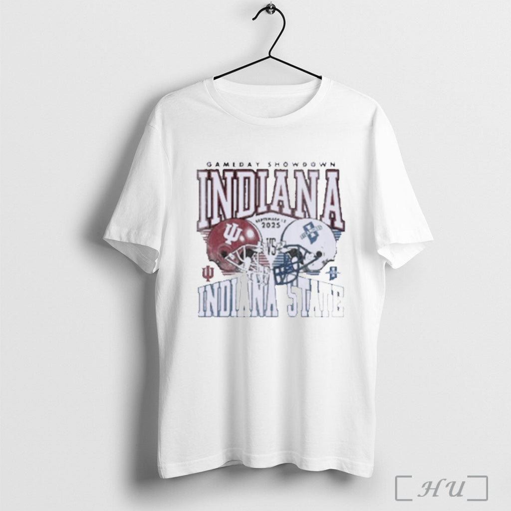 Officials Indiana Vs Indiana State Gameday Showdown Duel Helmet T Shirt Sweatshirt Png Unisex T-shirt, Sweatshirt, Hoodie, Long Sleeve Tee - T-Shirt, Sweatshirt, Hoodie