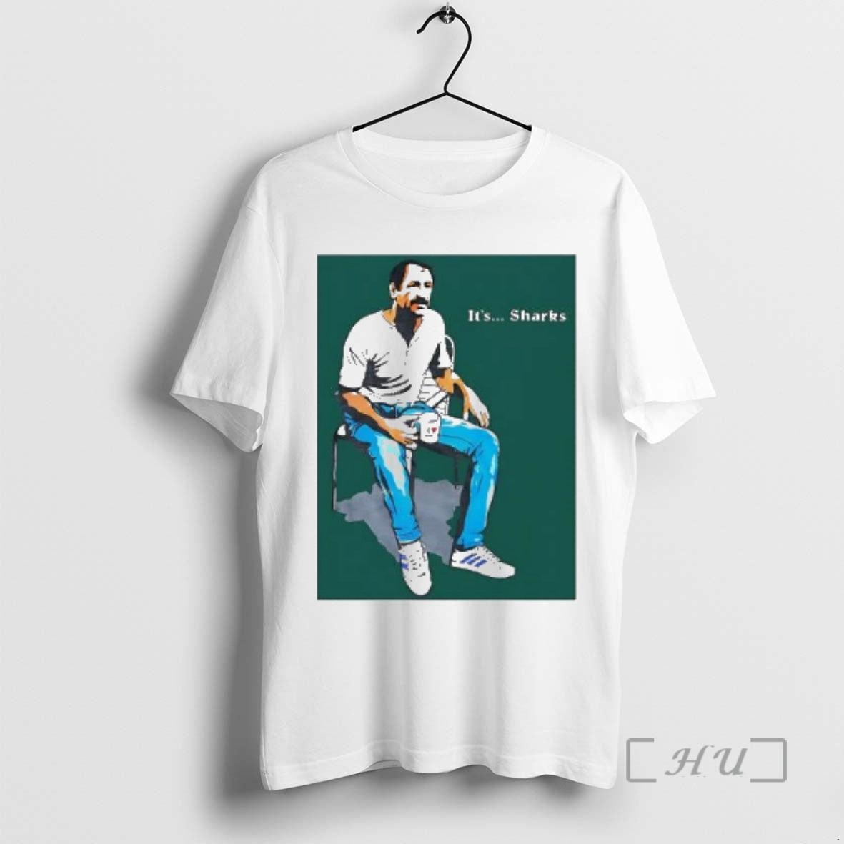 Officials Its Sharks Man Sitting With Coffee Unisex T-shirt, Sweatshirt, Hoodie, Long Sleeve Tee - T-Shirt, Sweatshirt, Hoodie