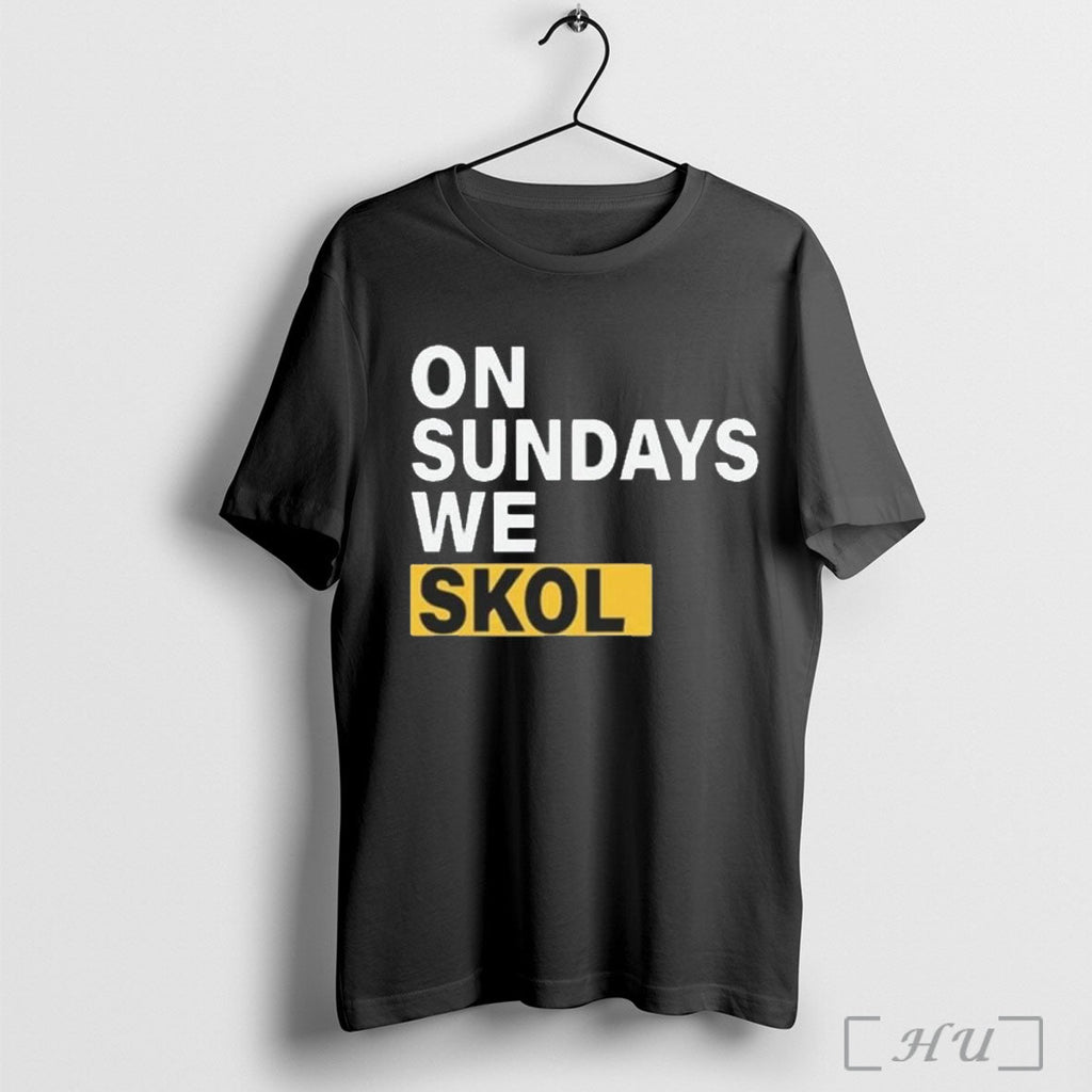 Officials J J Mccarthy On Sundays We Skol T Shirt Unisex T-shirt, Sweatshirt, Hoodie, Long Sleeve Tee - T-Shirt, Sweatshirt, Hoodie