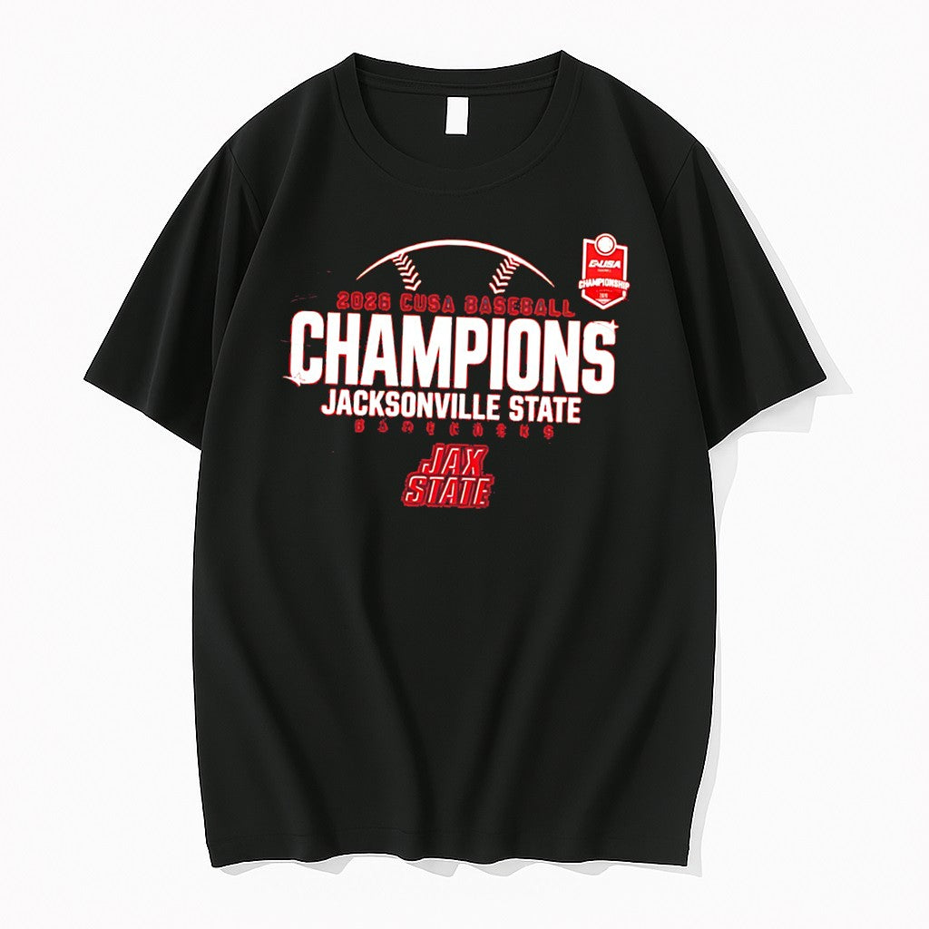 Officials Jacksonville State Gamecocks 2026 Conference Usa Champions Tee Premium T Shirt Unisex T-shirt, Sweatshirt, Hoodie, Long Sleeve Tee - T-Shirt, Sweatshirt, Hoodie