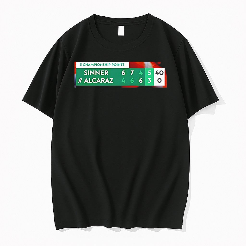 Officials Jannik Sinner And Carlos Alcaraz 3 Championship Points 2026 Premium T Shirt Unisex T-shirt, Sweatshirt, Hoodie, Long Sleeve Tee - T-Shirt, Sweatshirt, Hoodie
