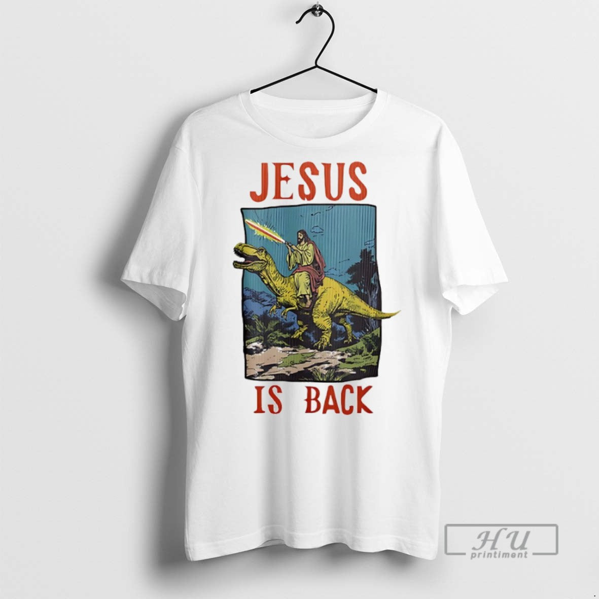 Officials Jesus Riding Dinosaur Jesus Is Back T Shirts Unisex T-shirt, Sweatshirt, Hoodie, Long Sleeve Tee - T-Shirt, Sweatshirt, Hoodie