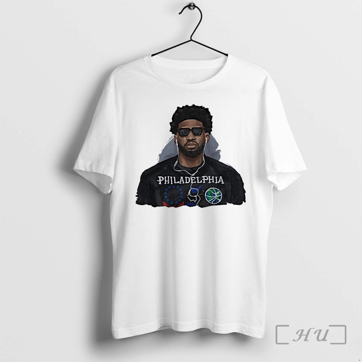Officials Joel Embiid Philadelphia 76ers Basketball Illustration Portrait Unisex T-shirt, Sweatshirt, Hoodie, Long Sleeve Tee - T-Shirt, Sweatshirt, Hoodie