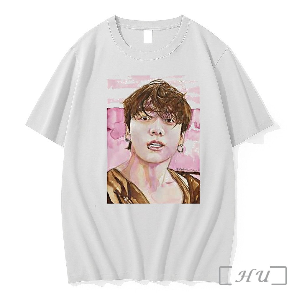 Officials Jungkook Watercolor Portrait Kpop Premium T Shirts Sweater Hoodie Jpg Unisex T-shirt, Sweatshirt, Hoodie, Long Sleeve Tee - T-Shirt, Sweatshirt, Hoodie