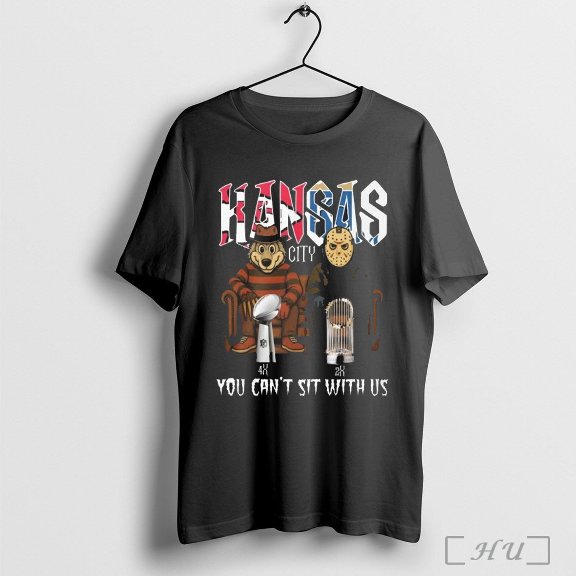 Officials Kansas City Sports Chiefs X Kansas Royals Mascots Halloween You Cant Sit With Us - T-Shirt, Sweatshirt, Hoodie