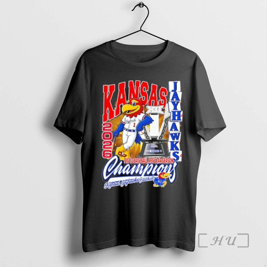 Officials Kansas Jayhawks Baseball Big 12 Regular Season Champions Mascot Trophy Premium T Shirts Sweater - T-Shirt, Sweatshirt, Hoodie