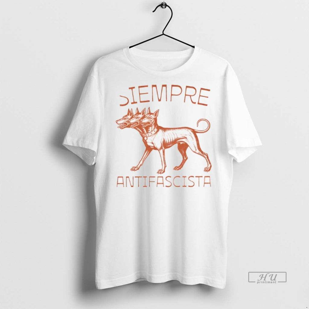 Officials Linocut 3 Headed Dog Siempre Antifascista Anti Fascism Shirt Sweater Unisex T-shirt, Sweatshirt, Hoodie, Long Sleeve Tee - T-Shirt, Sweatshirt, Hoodie
