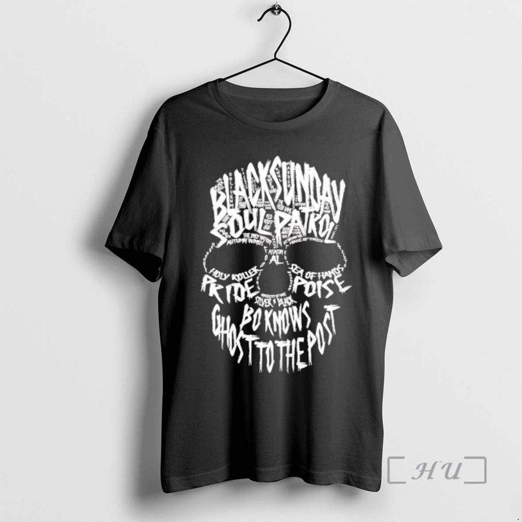 Officials Mbbfk1of Black Sunday Soul Patkol Typographic Skull Unisex T-shirt, Sweatshirt, Hoodie, Long Sleeve Tee - T-Shirt, Sweatshirt, Hoodie
