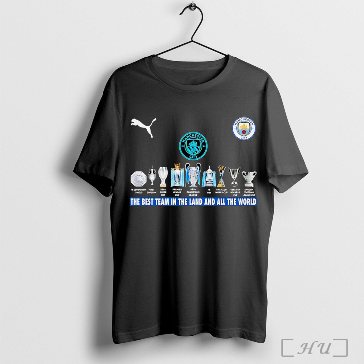 Officials Manchester City Fc The Best Team In The Land And All The World Trophies Unisex T-shirt, Sweatshirt, Hoodie, Long Sleeve Tee - T-Shirt, Sweatshirt, Hoodie