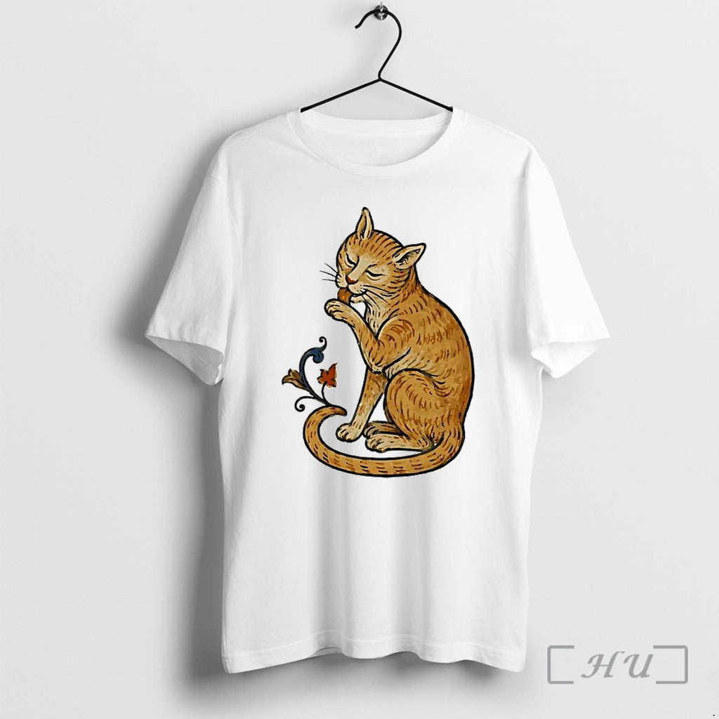 Officials Medieval Cat Grooming Floral Scroll Unisex T-shirt, Sweatshirt, Hoodie, Long Sleeve Tee - T-Shirt, Sweatshirt, Hoodie