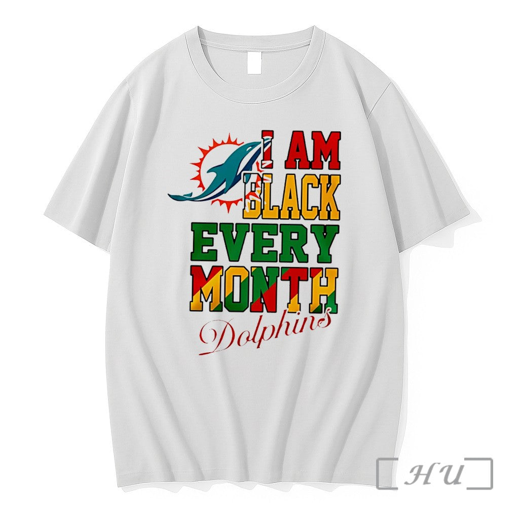 Officials Miami Dolphins I Am Black Every Month Logo Tee Unisex T-shirt, Sweatshirt, Hoodie, Long Sleeve Tee - T-Shirt, Sweatshirt, Hoodie