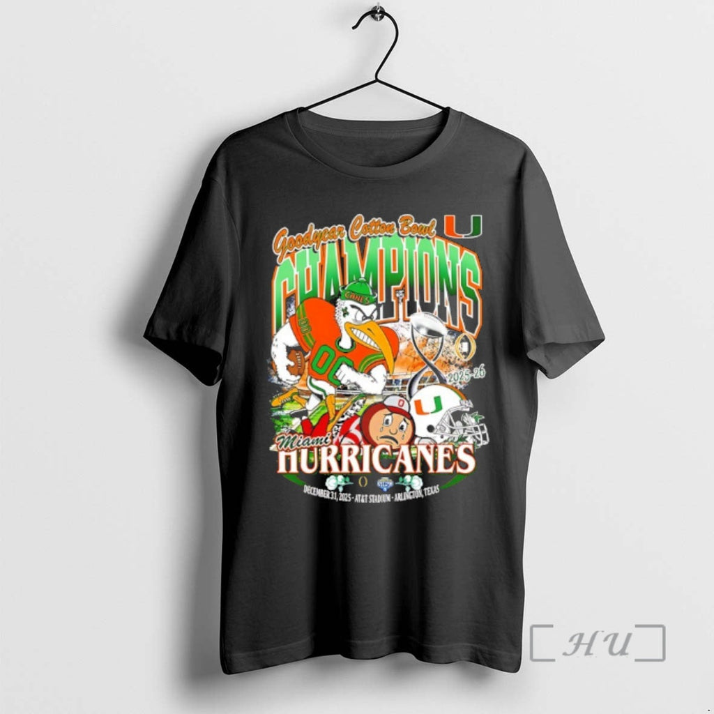Officials Miami Beat Ohio State 2025 26 Goodyear Cotton Bowl Champions Mascot T-Shirts, Hoodie, Sweatshirt - T-Shirt, Sweatshirt, Hoodie