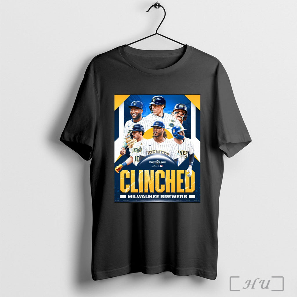 Officials Milwaukee Brewers Clinched 2025 Mlb Postseason Poster T Shirt Unisex T-shirt, Sweatshirt, Hoodie, Long Sleeve Tee - T-Shirt, Sweatshirt, Hoodie