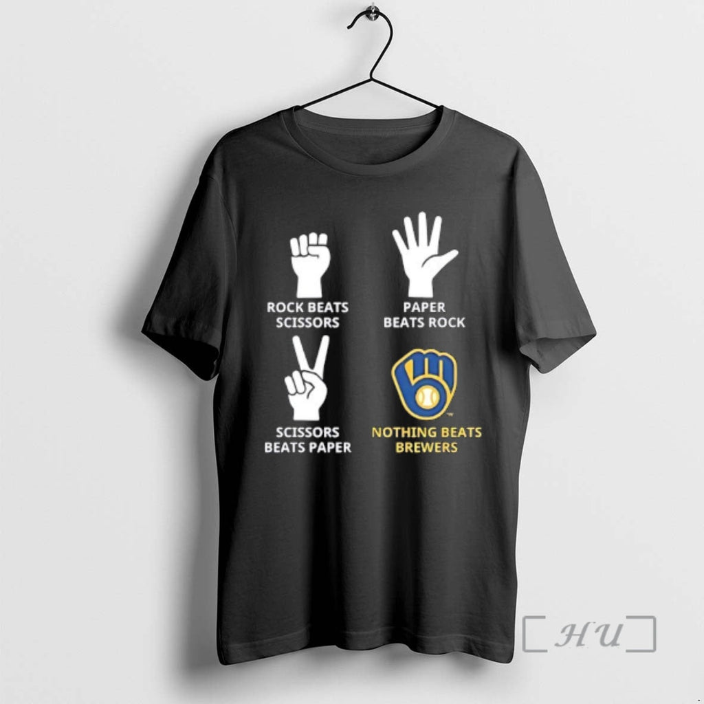 Officials Milwaukee Brewers Nothing Beats Rock Beats Scissors Paper Beats Rock Scissors Beats Paper T-Shirts, Hoodie, Sweatshirt - T-Shirt, Sweatshirt, Hoodie