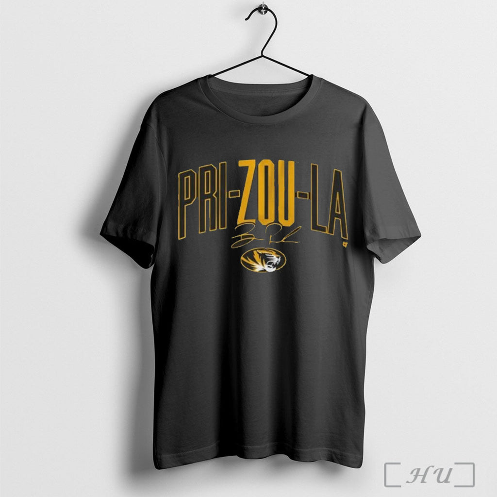 Officials Missouri Football Beau Pribula Pri Zou La Signature T Shirt Unisex T-shirt, Sweatshirt, Hoodie, Long Sleeve Tee - T-Shirt, Sweatshirt, Hoodie