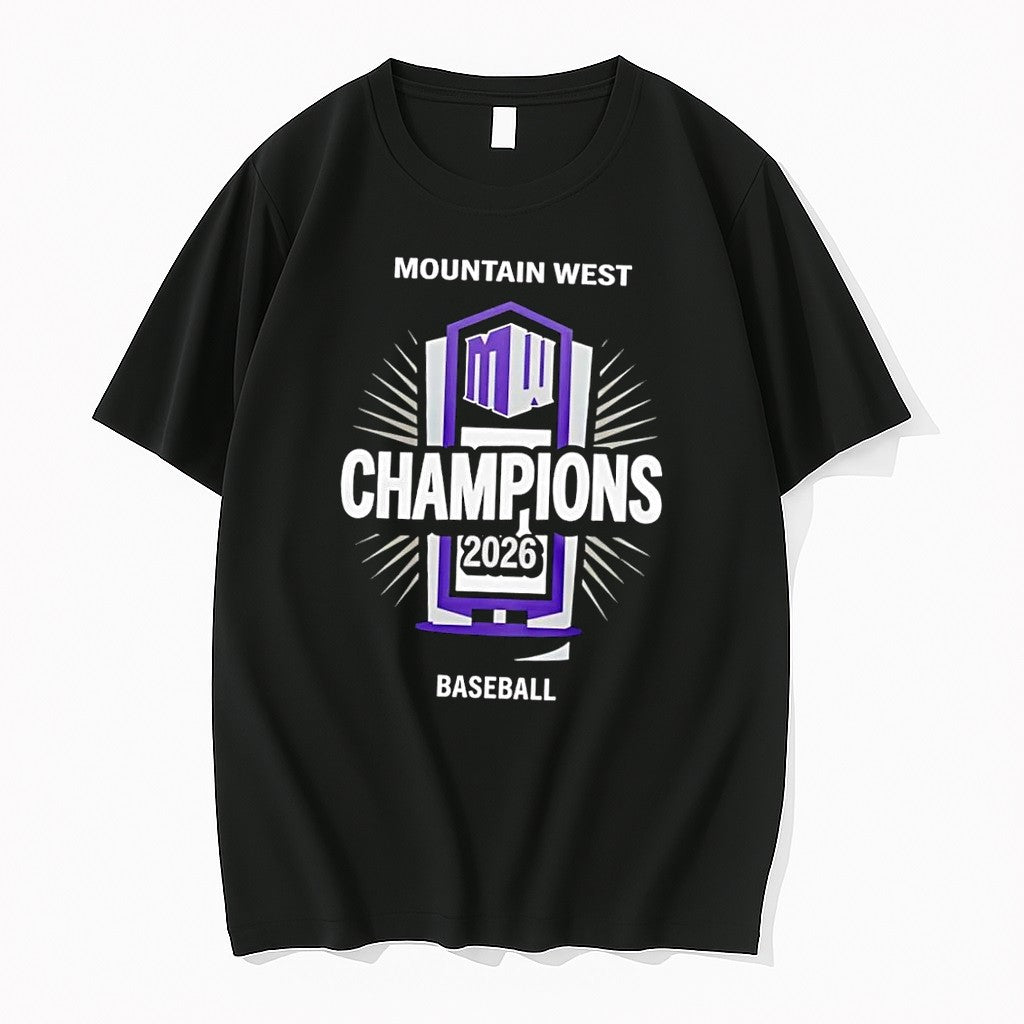 Officials Mountain West Champions 2026 Baseball Mw Logo Fan Black Premium T Shirt Unisex T-shirt, Sweatshirt, Hoodie, Long Sleeve Tee - T-Shirt, Sweatshirt, Hoodie