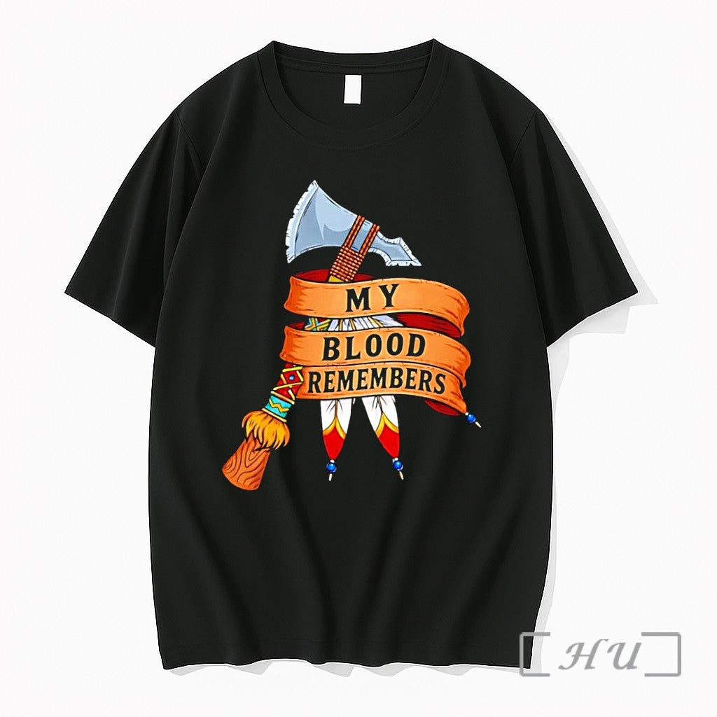 Officials My Blood Remembers Axe Feathers Black Unisex T-shirt, Sweatshirt, Hoodie, Long Sleeve Tee - T-Shirt, Sweatshirt, Hoodie