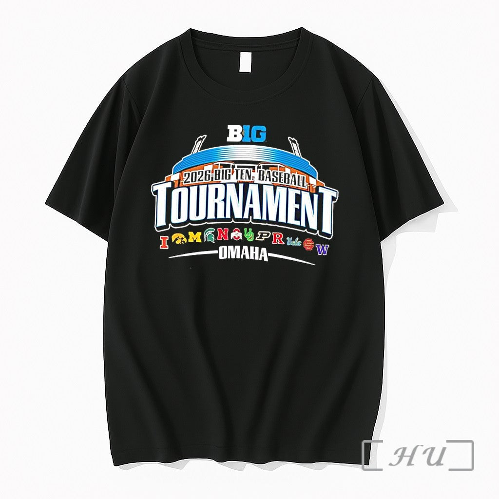 Officials Ncaa 2026 Big Ten Baseball Tournament Omaha Stadium Team Logos Premium T Shirts Sweater - T-Shirt, Sweatshirt, Hoodie
