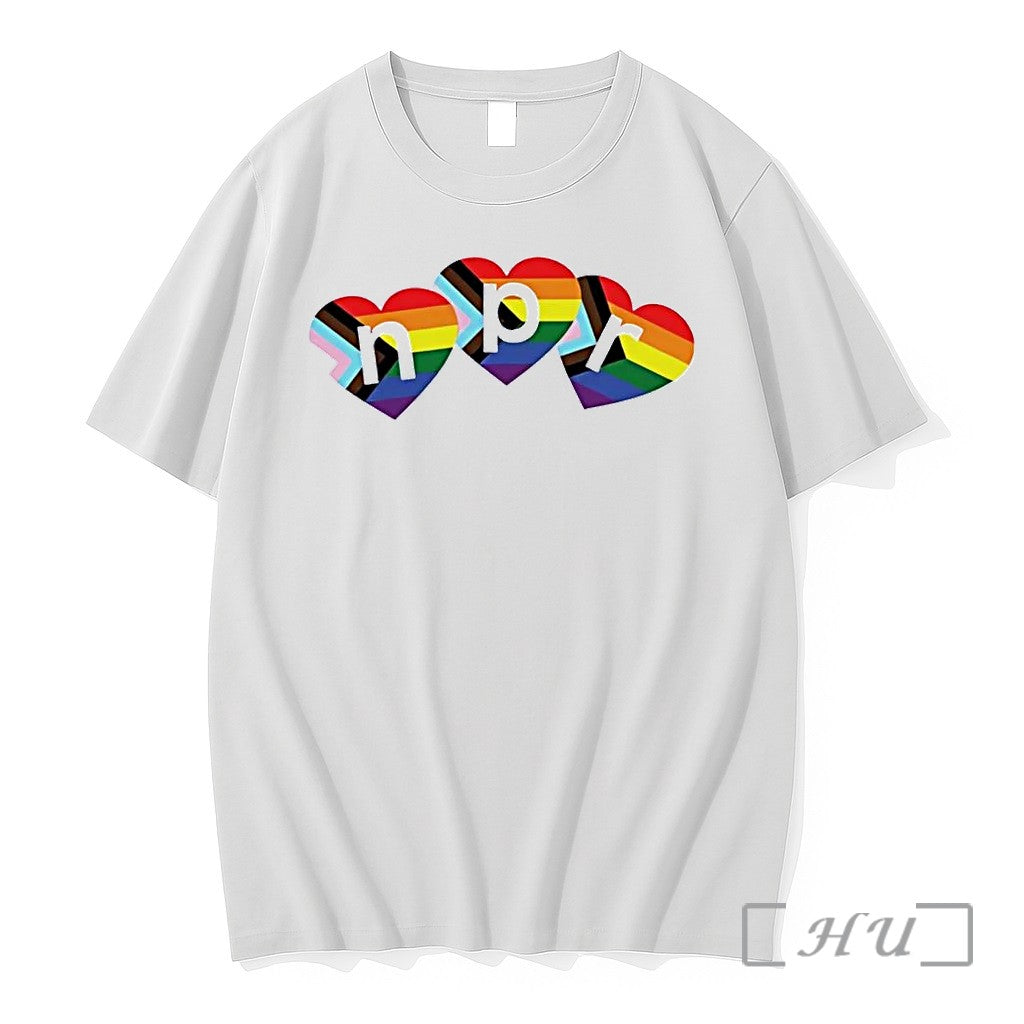 Officials Npr Progress Pride Flag Hearts Lgbtq Pride Month 2026 White Premium T Shirts Sweater - T-Shirt, Sweatshirt, Hoodie