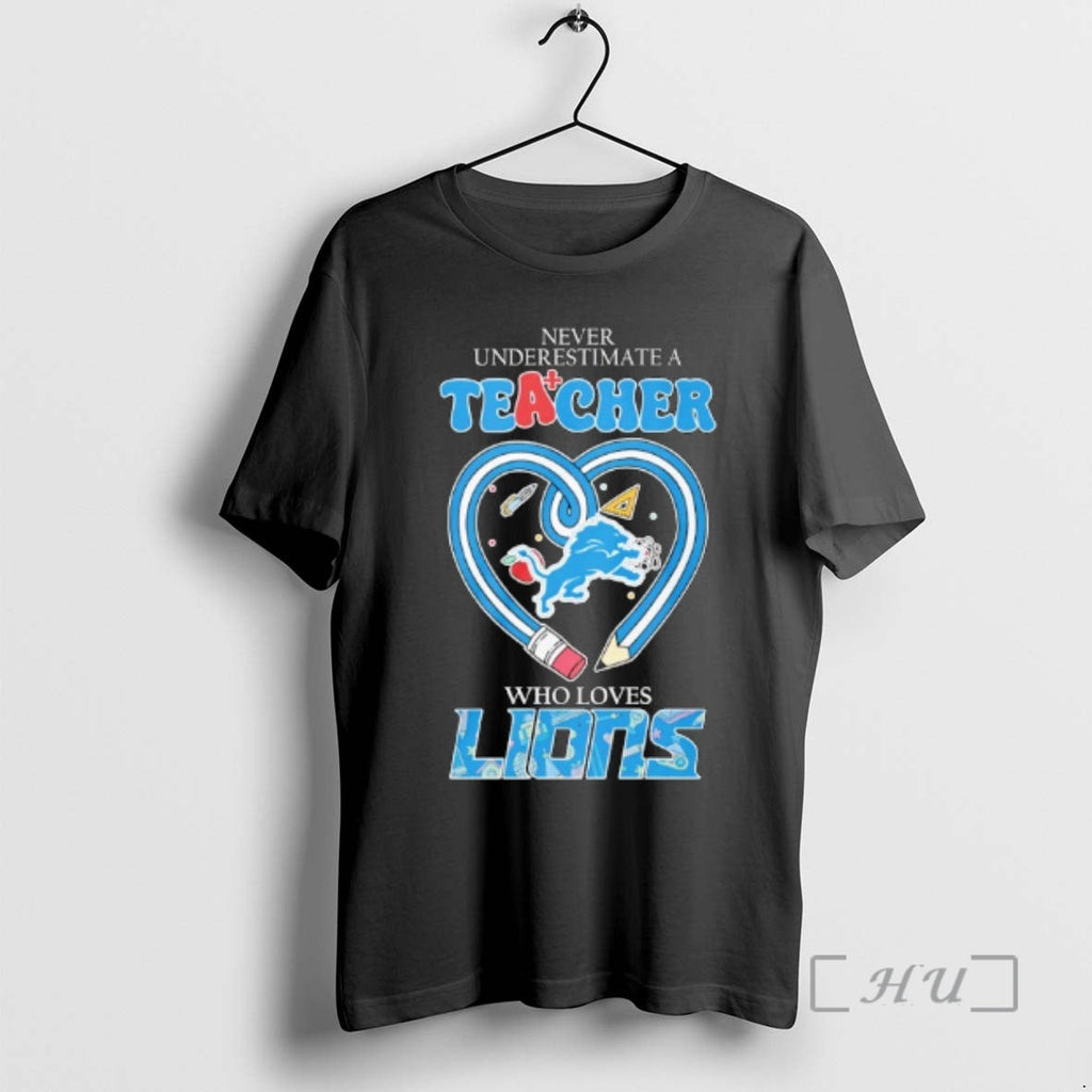 Officials Never Underestimate Teacher Who Loves Detroit Lions Logo T-Shirts, Hoodie, Sweatshirt - T-Shirt, Sweatshirt, Hoodie