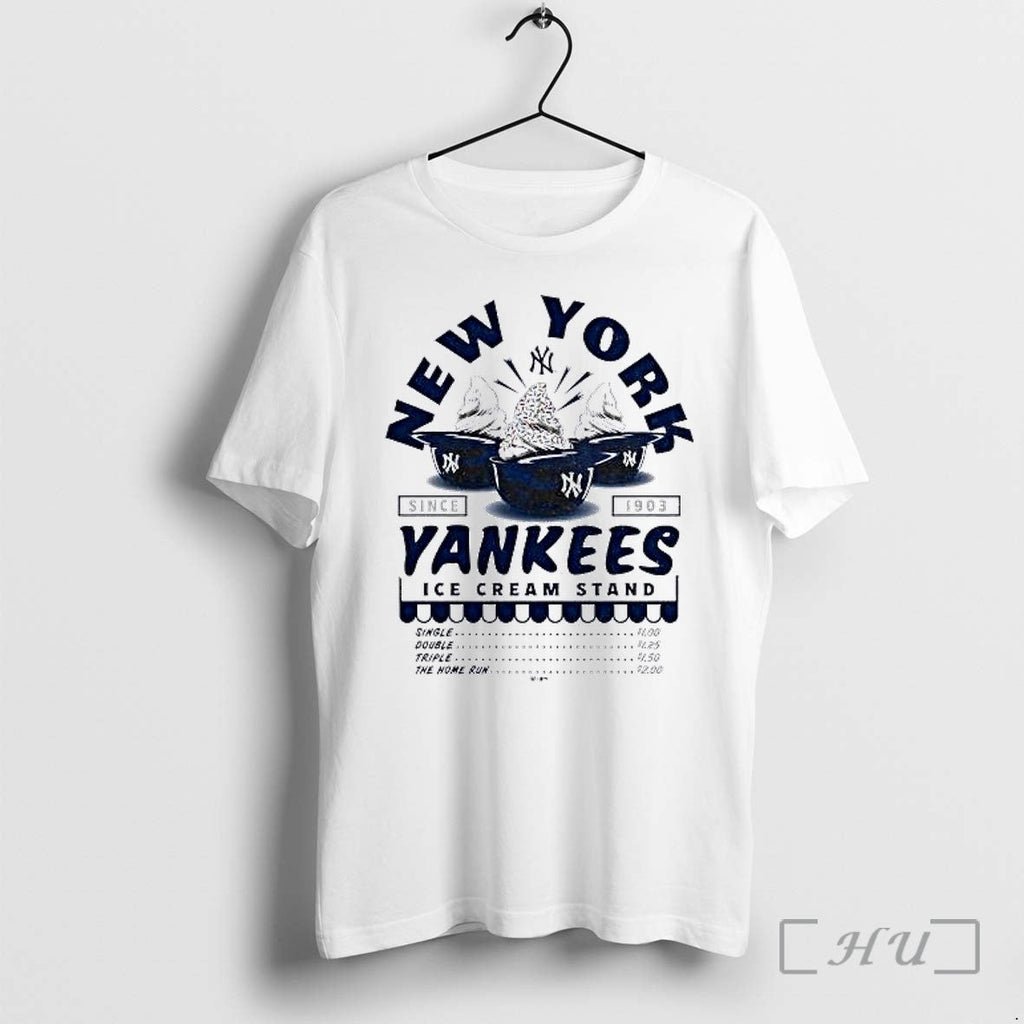Officials New York Yankees Vintage Ice Cream Stand Menu Unisex T-shirt, Sweatshirt, Hoodie, Long Sleeve Tee - T-Shirt, Sweatshirt, Hoodie