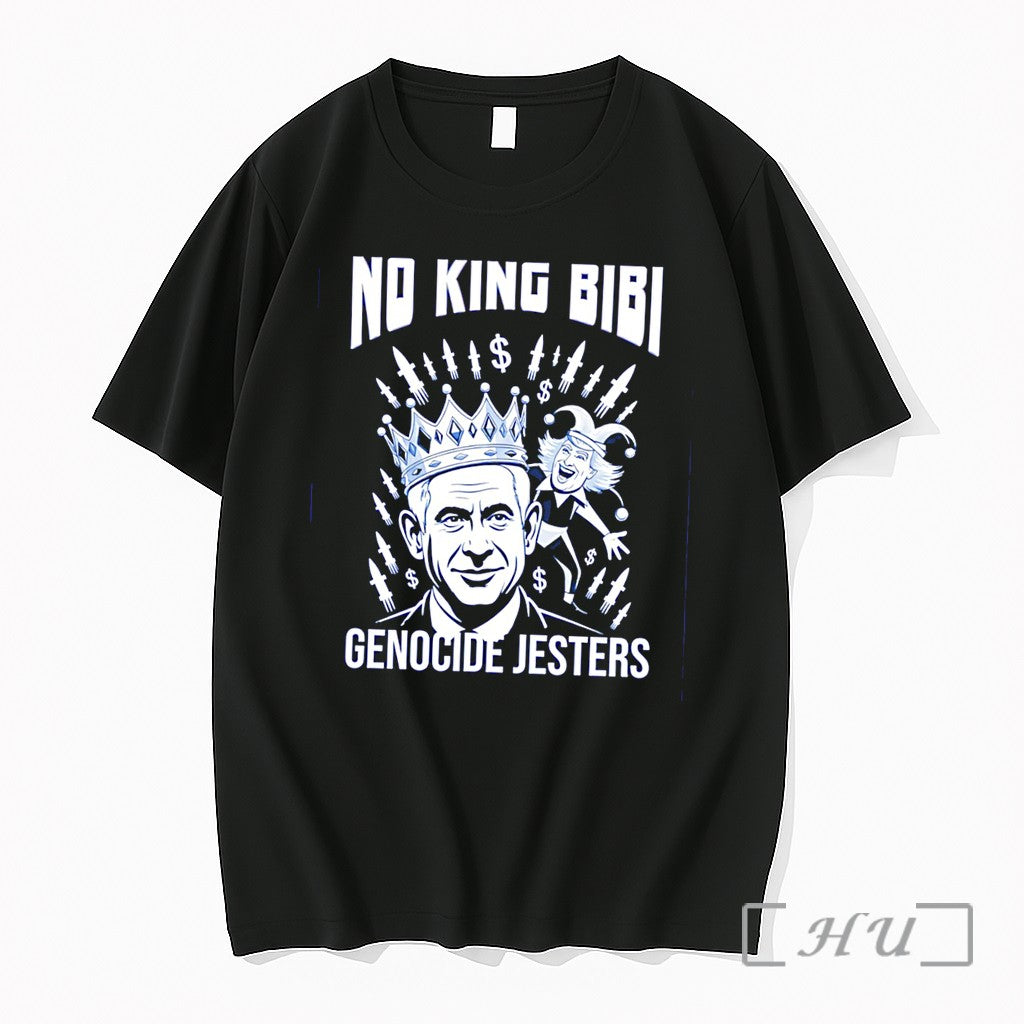 Officials No King Bibi Genocide Jesters Featuring Benjamin Netanyahu Illustration Tee Premium T Shirts Sweater - T-Shirt, Sweatshirt, Hoodie