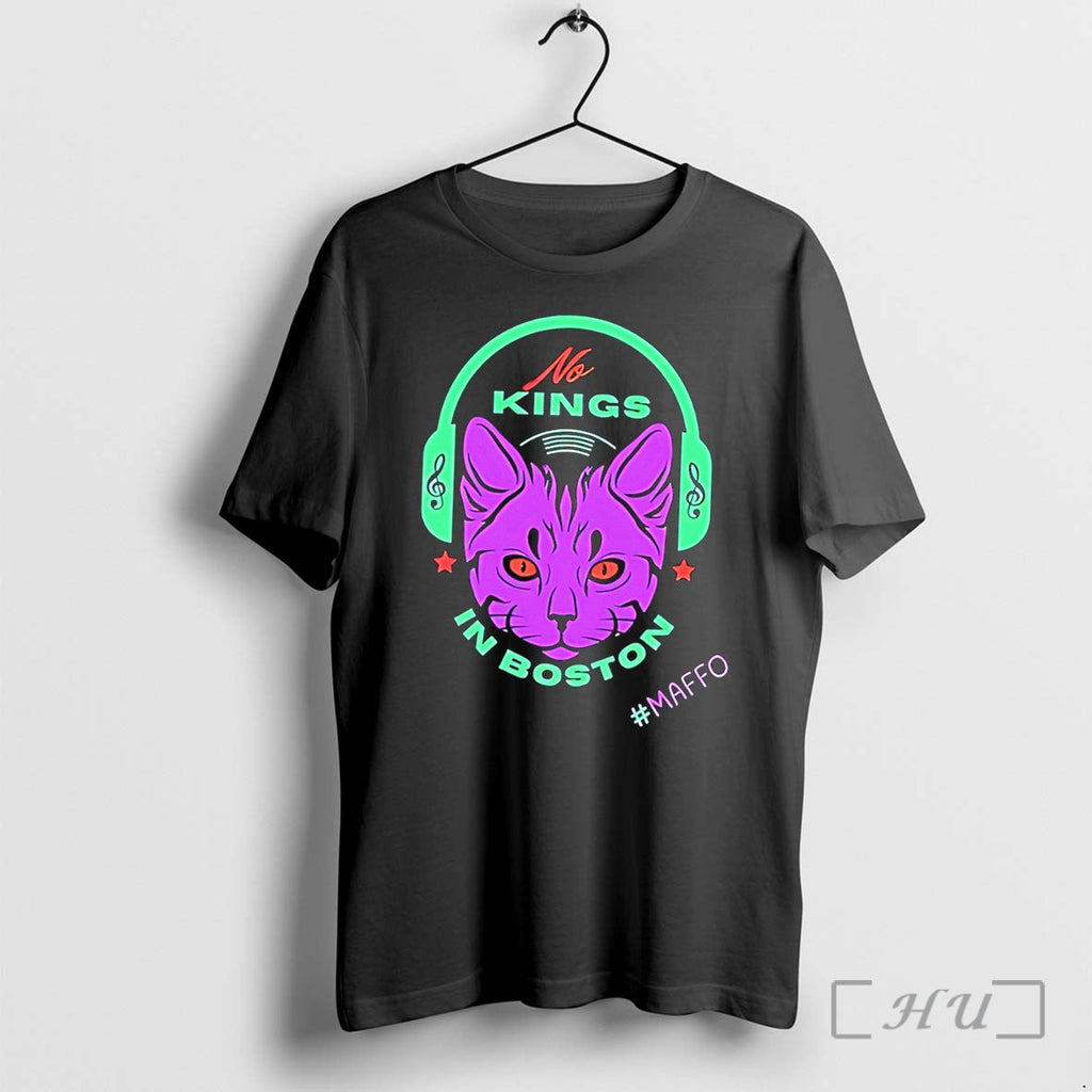Officials No Kings In Boston Maffo With Cat Illustration Tee Unisex T-shirt, Sweatshirt, Hoodie, Long Sleeve Tee - T-Shirt, Sweatshirt, Hoodie