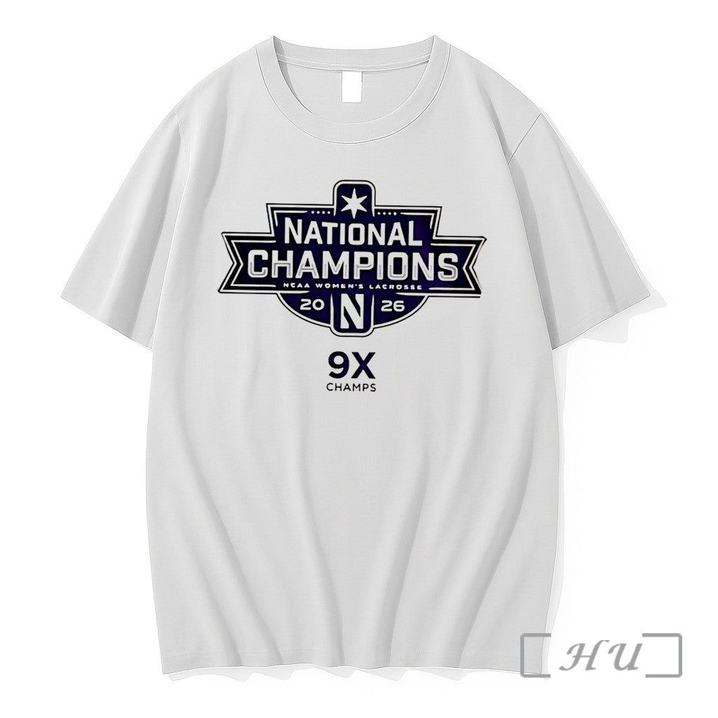 Officials Northwestern Wildcats Womens Lacrosse 2026 National Champions 9x Tee Unisex T-shirt, Sweatshirt, Hoodie, Long Sleeve Tee - T-Shirt, Sweatshirt, Hoodie