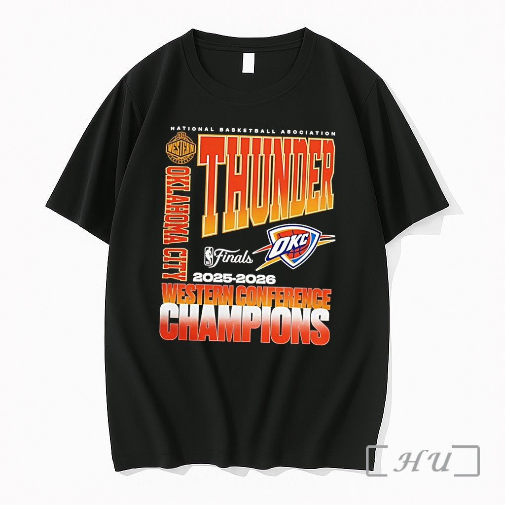 Officials Oklahoma City Thunder 2026 Nba Western Conference Champions Stacked Block Tee Premium T Shirts - T-Shirt, Sweatshirt, Hoodie