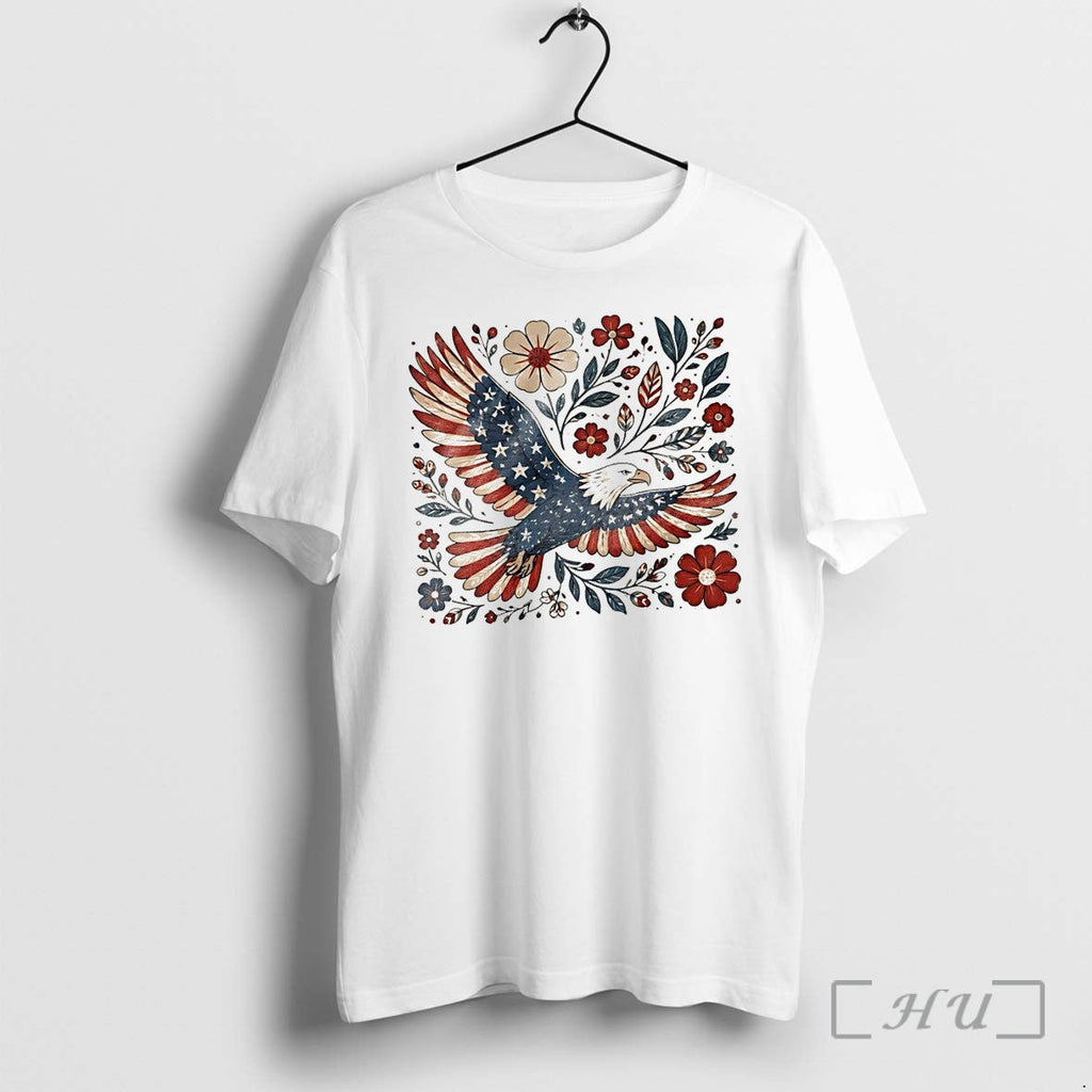 Officials Patriotic Eagle America Graphic Floral 4th July 250th Year Unisex T-shirt, Sweatshirt, Hoodie, Long Sleeve Tee - T-Shirt, Sweatshirt, Hoodie