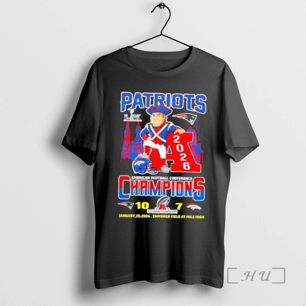 Officials Patriots American Football Conference Champions 2026 Mascot Empower Field T-Shirts, Hoodie, Sweatshirt - T-Shirt, Sweatshirt, Hoodie