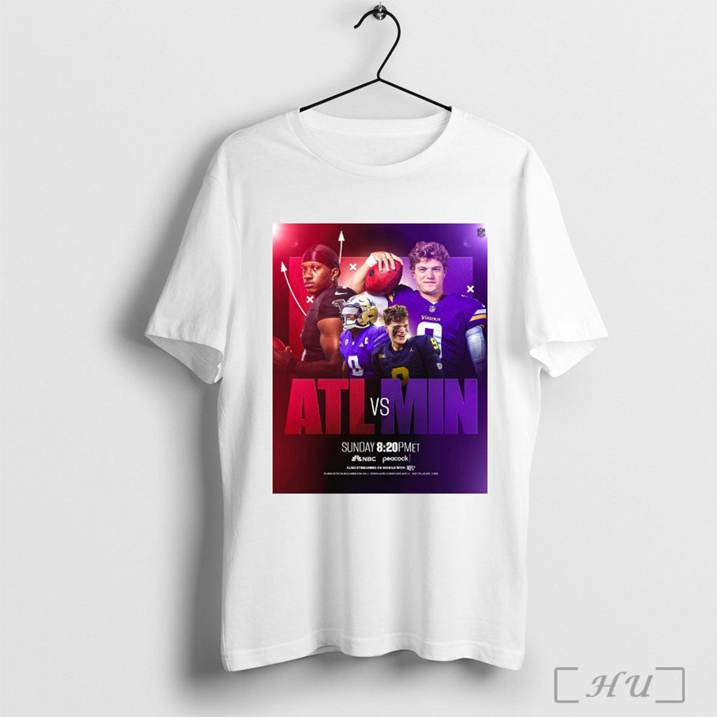 Officials Penix Atlanta Falcons Vs Mccarthy Minnesota Vikings Round 2 2025 Poster T Shirt Unisex T-shirt, Sweatshirt, Hoodie, Long Sleeve Tee - T-Shirt, Sweatshirt, Hoodie