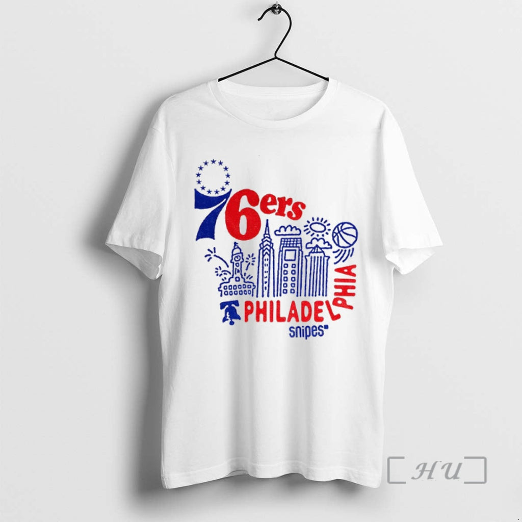 Officials Philadelphia 76ers Basketball City Skyline Doodles Typography Snipes Unisex T-shirt, Sweatshirt, Hoodie, Long Sleeve Tee - T-Shirt, Sweatshirt, Hoodie