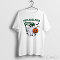 Officials Philadelphia Football Ghost Holding Pumpkin And Flag Halloween T Shirt Unisex T-shirt, Sweatshirt, Hoodie, Long Sleeve Tee - T-Shirt, Sweatshirt, Hoodie