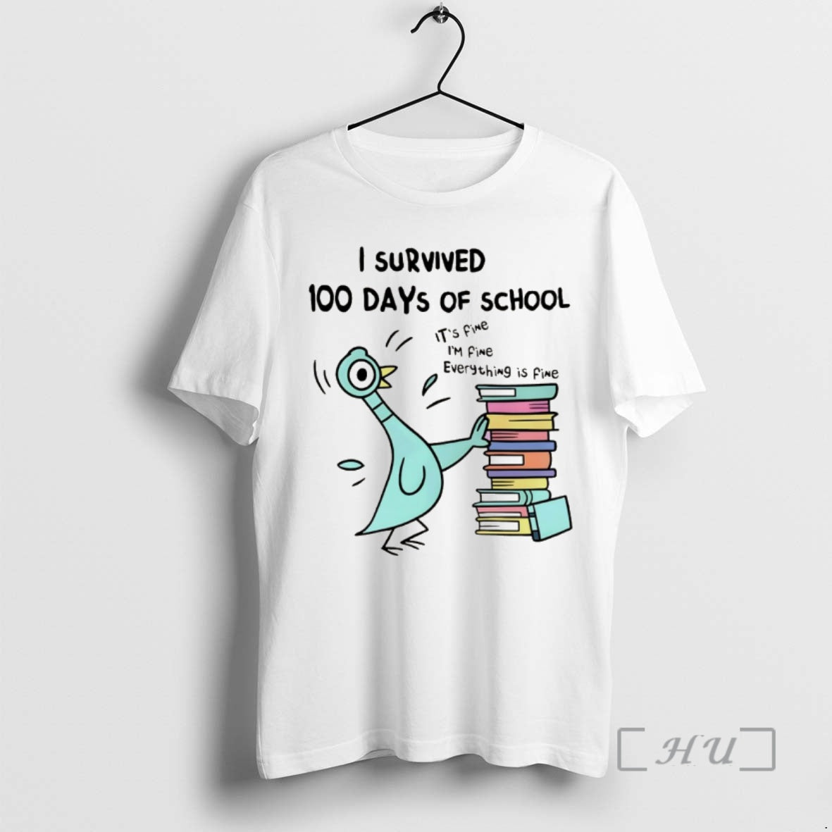 Officials Pigeon I Survived 100 Days School Fine Im Fine Everything Is Fine T-Shirts, Hoodie, Sweatshirt - T-Shirt, Sweatshirt, Hoodie