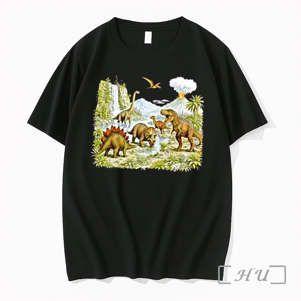 Officials Prehistoric Dinosaurs T Rex Stegosaurus Triceratops Landscape Unisex T-shirt, Sweatshirt, Hoodie, Long Sleeve Tee - T-Shirt, Sweatshirt, Hoodie