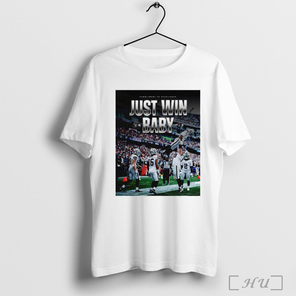 Officials Raiders 20 13 Patriots Commitment To Excellence Just Win Baby Poster T Shirt Unisex T-shirt, Sweatshirt, Hoodie, Long Sleeve Tee - T-Shirt, Sweatshirt, Hoodie