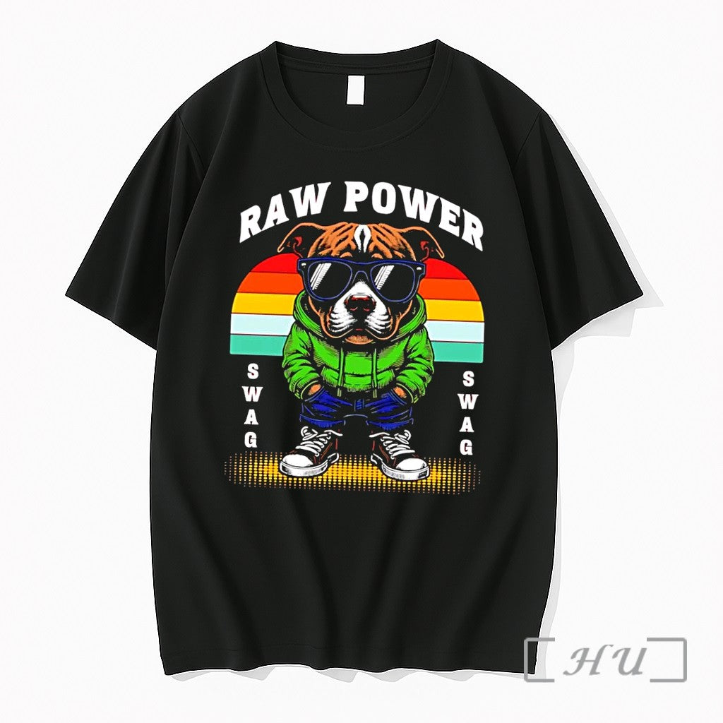 Officials Raw Power Swag Pitbull Dog Wearing Sunglasses Black Unisex T-shirt, Sweatshirt, Hoodie, Long Sleeve Tee - T-Shirt, Sweatshirt, Hoodie