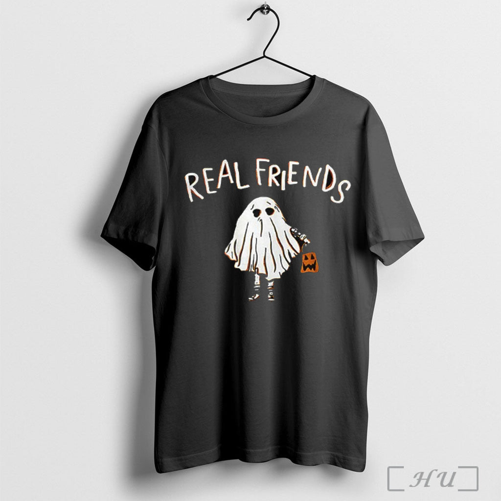 Officials Real Friends Og Ghost Halloween 2025 T Shirt Unisex T-shirt, Sweatshirt, Hoodie, Long Sleeve Tee - T-Shirt, Sweatshirt, Hoodie
