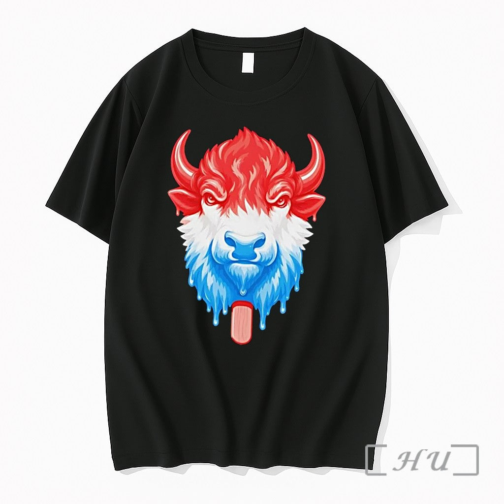 Officials Red White Blue Melting Buffalo Popsicle Black Unisex T-shirt, Sweatshirt, Hoodie, Long Sleeve Tee - T-Shirt, Sweatshirt, Hoodie