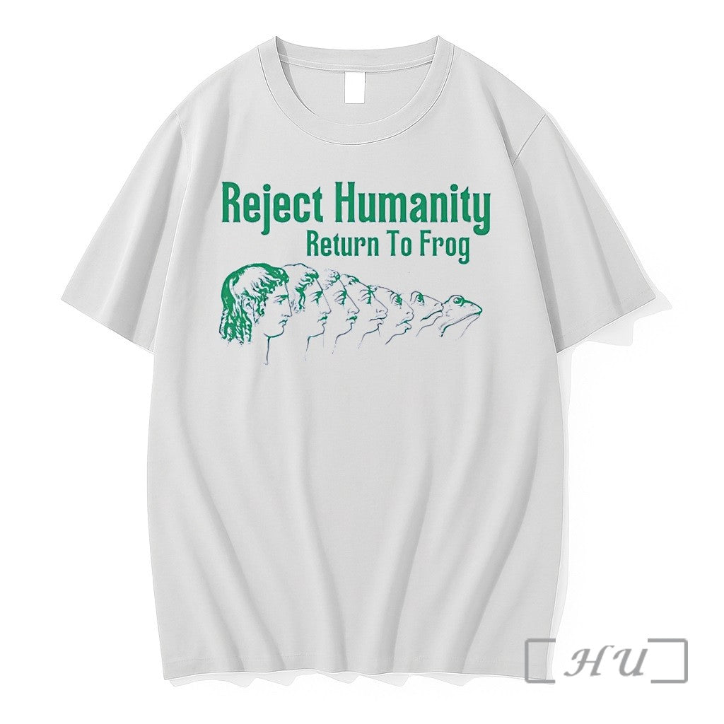 Officials Reject Humanity Return To Frog Evolution White Unisex T-shirt, Sweatshirt, Hoodie, Long Sleeve Tee - T-Shirt, Sweatshirt, Hoodie