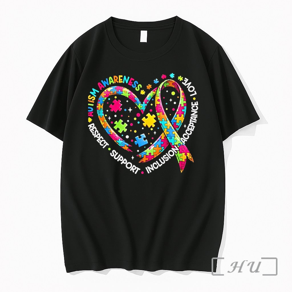 Officials Respect Support Autism Awareness Heart Unisex T-shirt, Sweatshirt, Hoodie, Long Sleeve Tee - T-Shirt, Sweatshirt, Hoodie