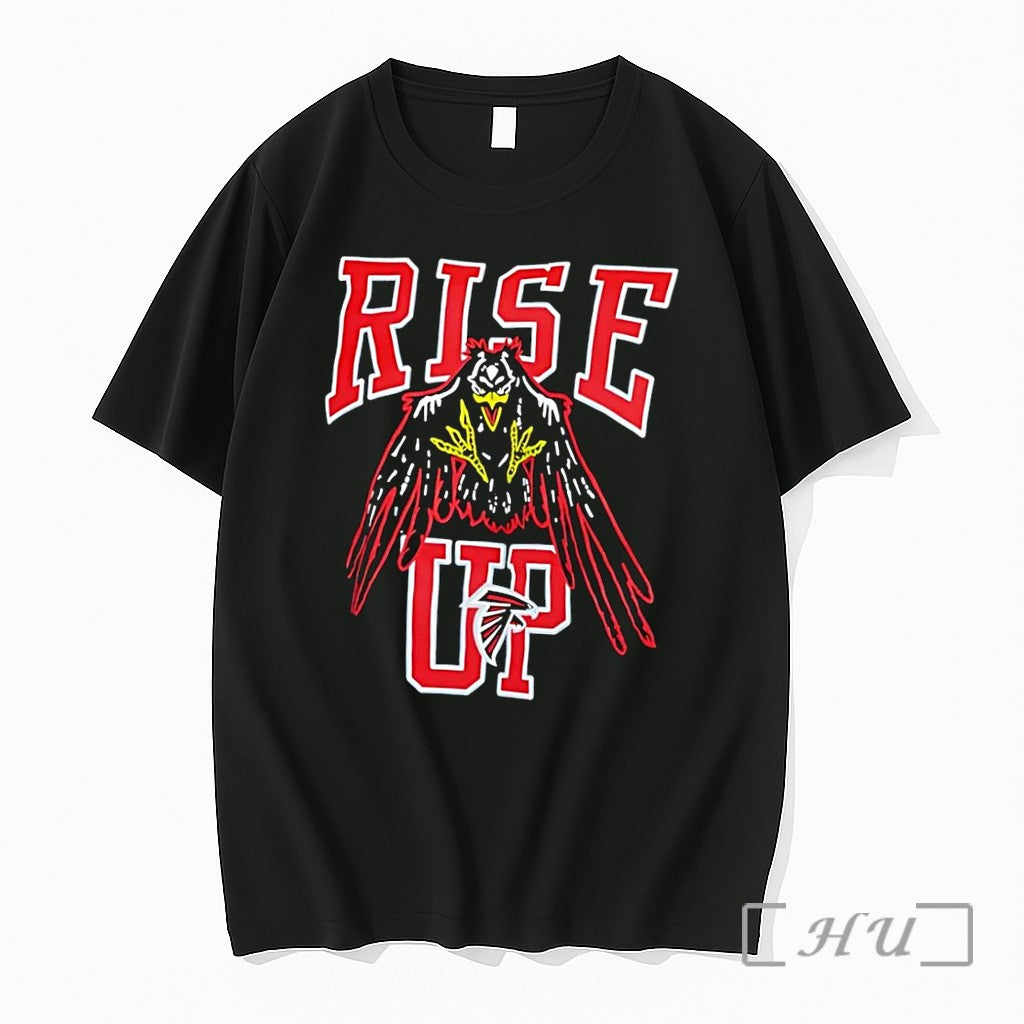 Officials Rise Up Atlanta Football Team Logo Mascot Black Unisex T-shirt, Sweatshirt, Hoodie, Long Sleeve Tee - T-Shirt, Sweatshirt, Hoodie