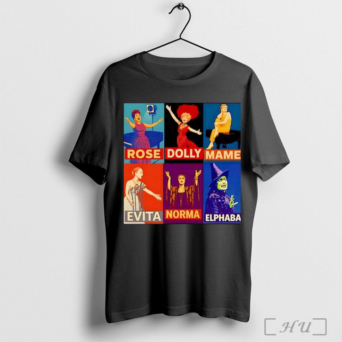 Officials Rose Dolly Mame Evita Norma Elphaba Broadway Musical Theater Poster Collage T Shirt - T-Shirt, Sweatshirt, Hoodie