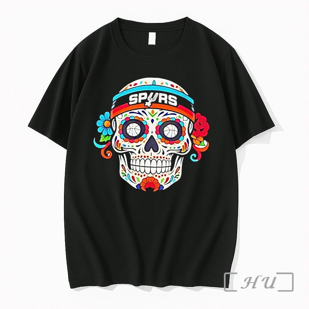 Officials San Antonio Spurs Basketball Sugar Skull Day Of The Dead Black Premium T Shirts Unisex T-shirt, Sweatshirt, Hoodie, Long Sleeve Tee - T-Shirt, Sweatshirt, Hoodie