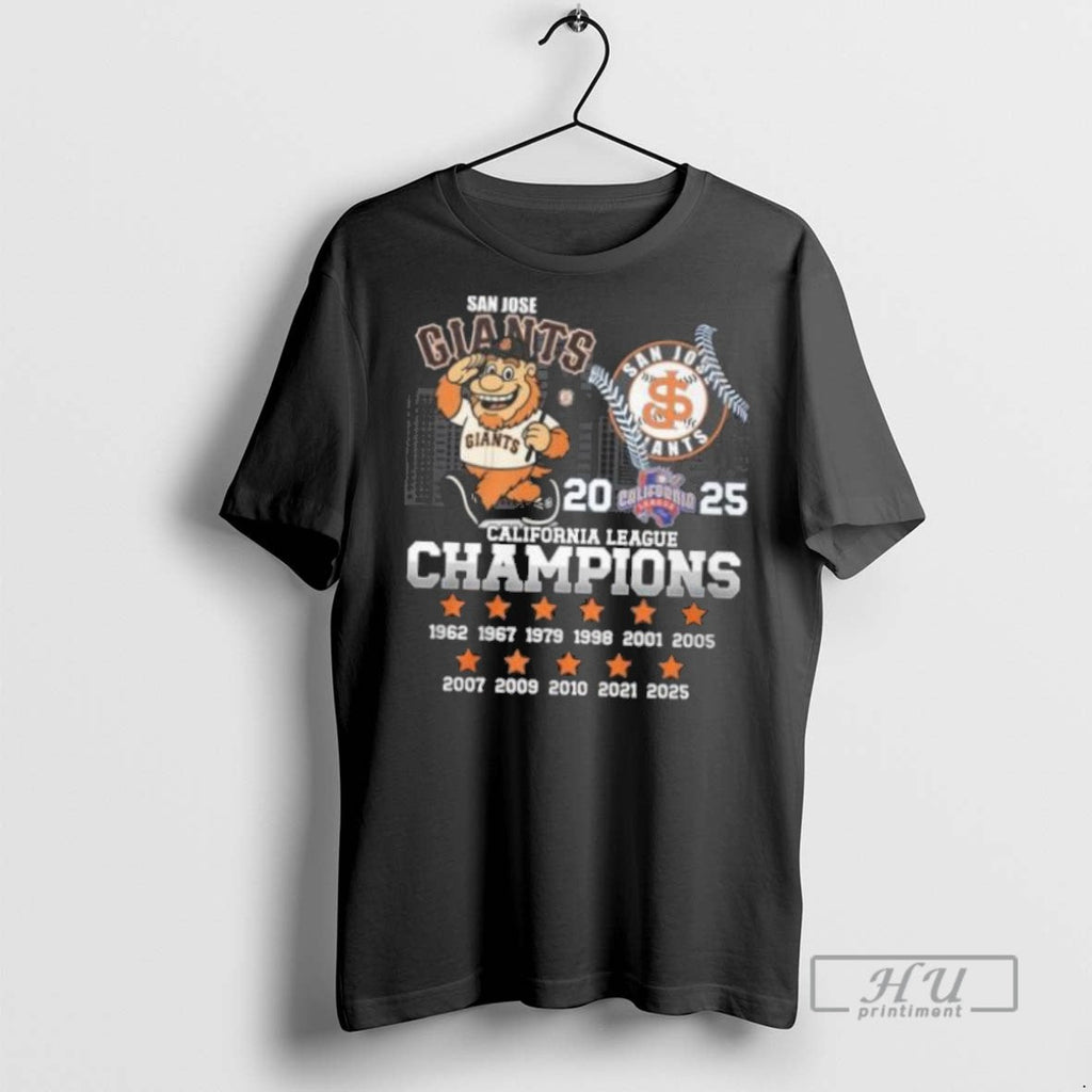 Officials San Jose Giants Mascot 2025 California League Champions T Shirt Unisex T-shirt, Sweatshirt, Hoodie, Long Sleeve Tee - T-Shirt, Sweatshirt, Hoodie
