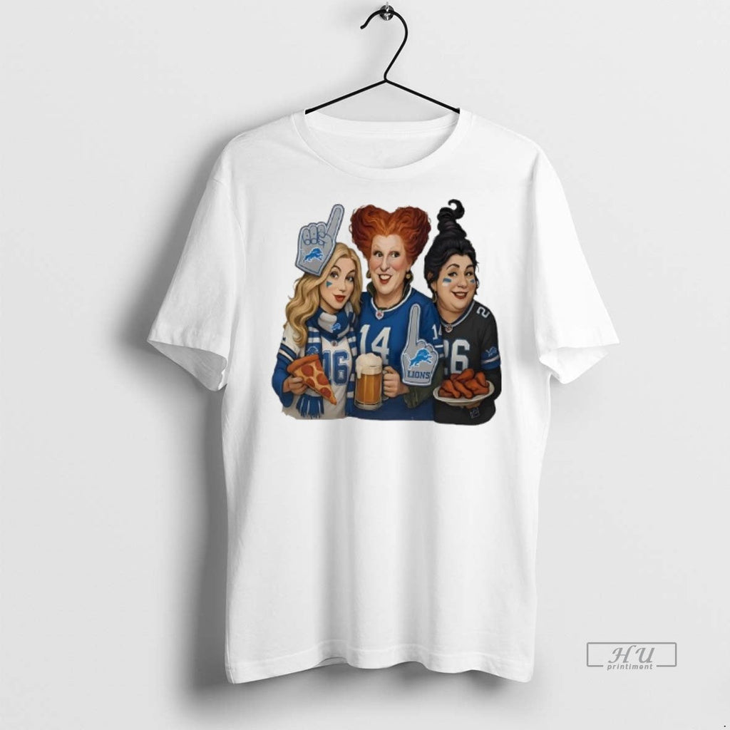 Officials Sanderson Sisters Hocus Pocus X Detroit Lions Football Team Logo Shirt Sweater Unisex T-shirt, Sweatshirt, Hoodie, Long Sleeve Tee - T-Shirt, Sweatshirt, Hoodie
