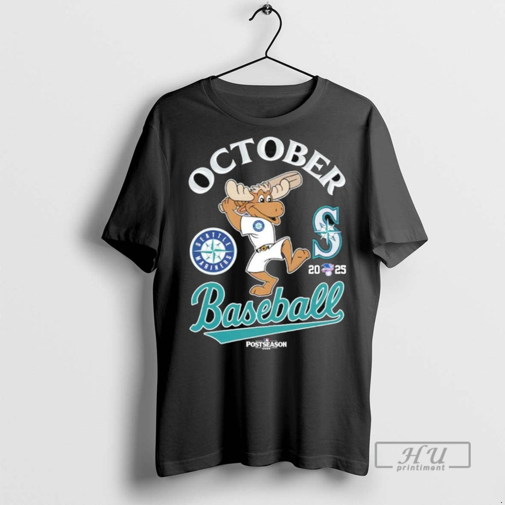 Officials Seattle Mariners October Baseball 2025 Mlb Postseason Mascot Swing Logo T Shirt Unisex T-shirt, Sweatshirt, Hoodie, Long Sleeve Tee - T-Shirt, Sweatshirt, Hoodie
