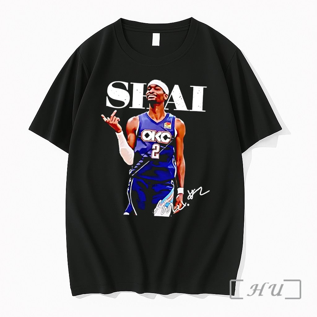 Officials Shai Gilgeous Alexander Okc Thunder Number 2 Basketball Signature Black Premium T Shirts Sweater - T-Shirt, Sweatshirt, Hoodie